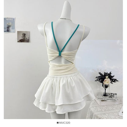 Color-Block Open-Back Padded Slim Camisole