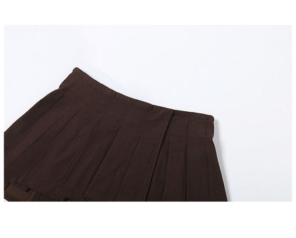 Halter Crop Top and Asymmetric Pleated Mini Skirt Set