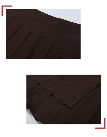 Halter Crop Top and Asymmetric Pleated Mini Skirt Set
