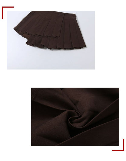 Halter Crop Top and Asymmetric Pleated Mini Skirt Set