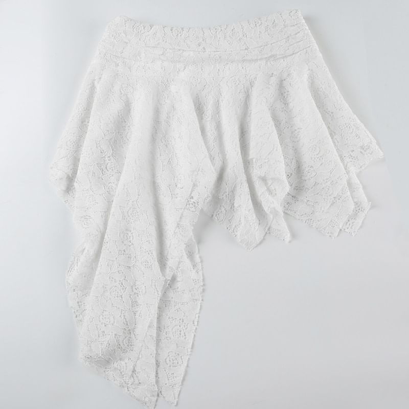 Asymmetric Lace Mini A-Line Skirt with Low Rise