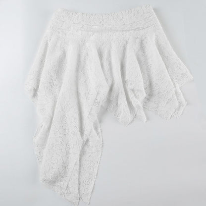 Asymmetric Lace Mini A-Line Skirt with Low Rise