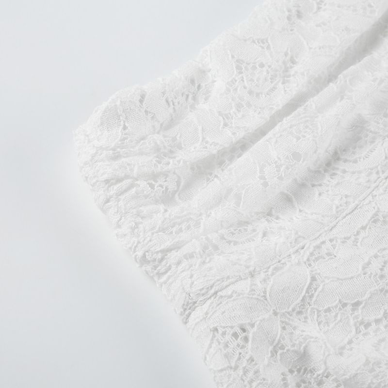 Asymmetric Lace Mini A-Line Skirt with Low Rise