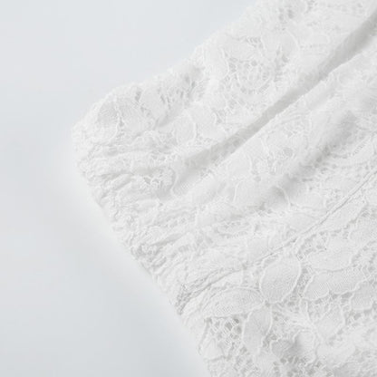 Asymmetric Lace Mini A-Line Skirt with Low Rise
