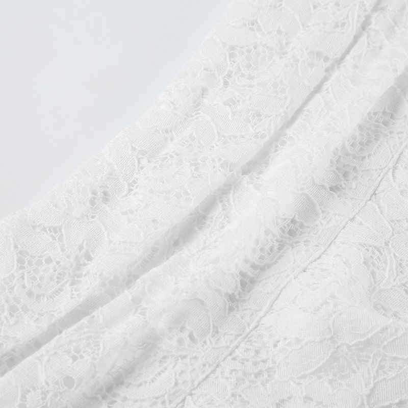 Asymmetric Lace Mini A-Line Skirt with Low Rise