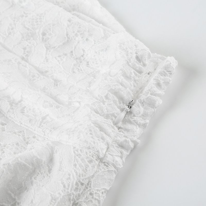 Asymmetric Lace Mini A-Line Skirt with Low Rise