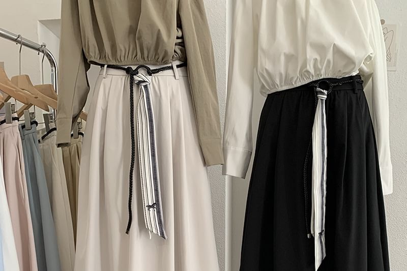 High Waist Maxi Skirt with Belt Set