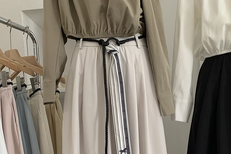 High Waist Maxi Skirt with Belt Set