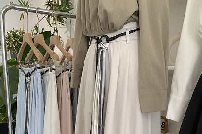 High Waist Maxi Skirt with Belt Set
