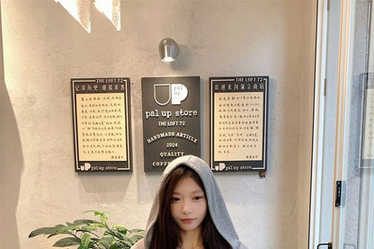 Hooded Half-Button Long-Sleeve Top