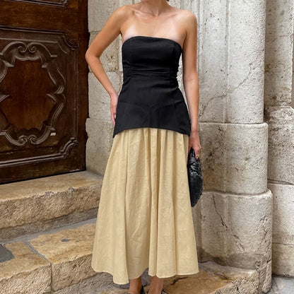 Tube Top and High Waist Maxi Skirt Set