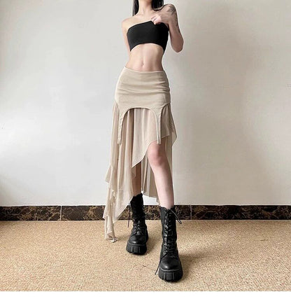 Asymmetric Low Waist Skirt