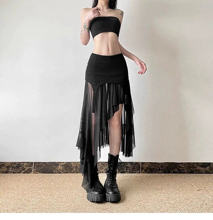 Asymmetric Low Waist Skirt
