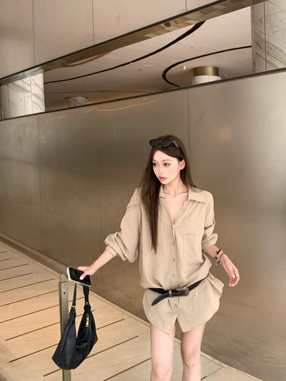 Solid Button-Front Long-Sleeve Shirt