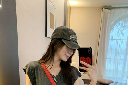 Two-Piece Set: V-Neck Tee and Mini Skirt