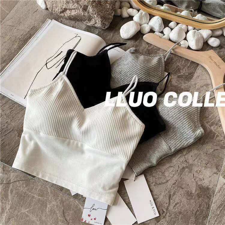 Padded Ribbed Scoop Neck Crop Camisole