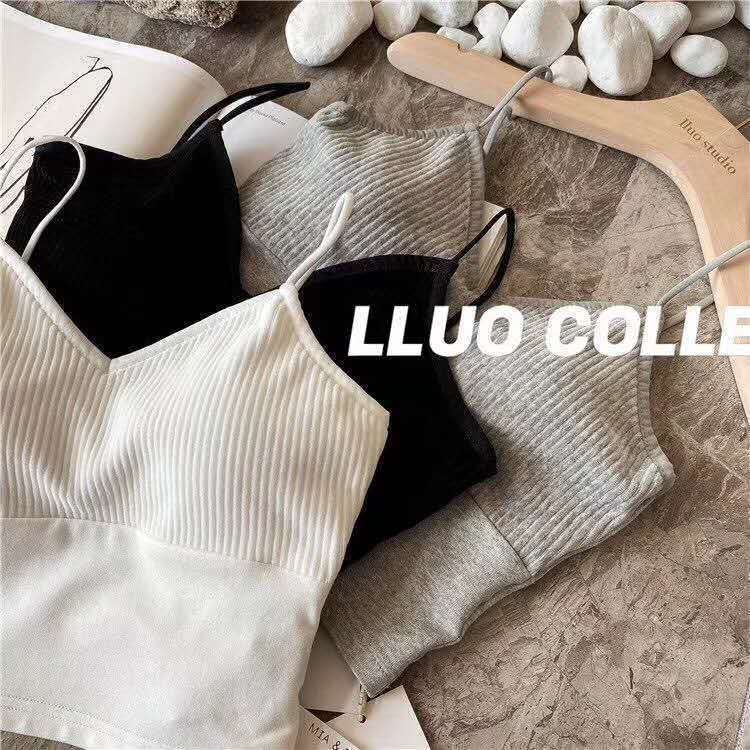 Padded Ribbed Scoop Neck Crop Camisole