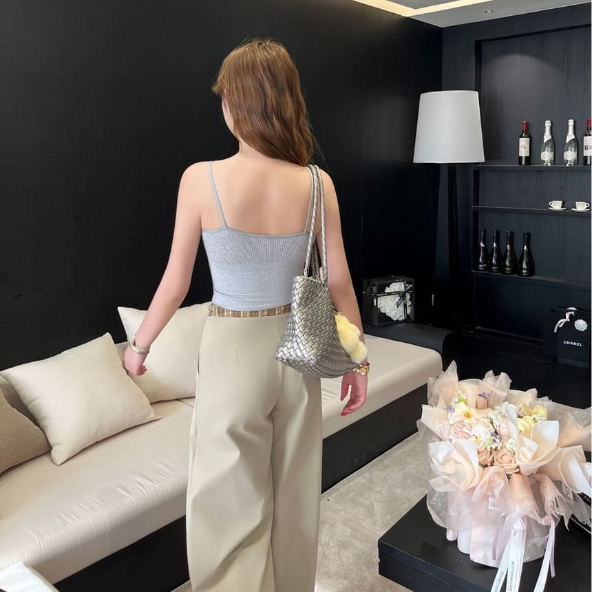 Cutout Padded Crop Camisole with V-Neck