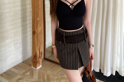 Cutout Padded Crop Camisole with V-Neck