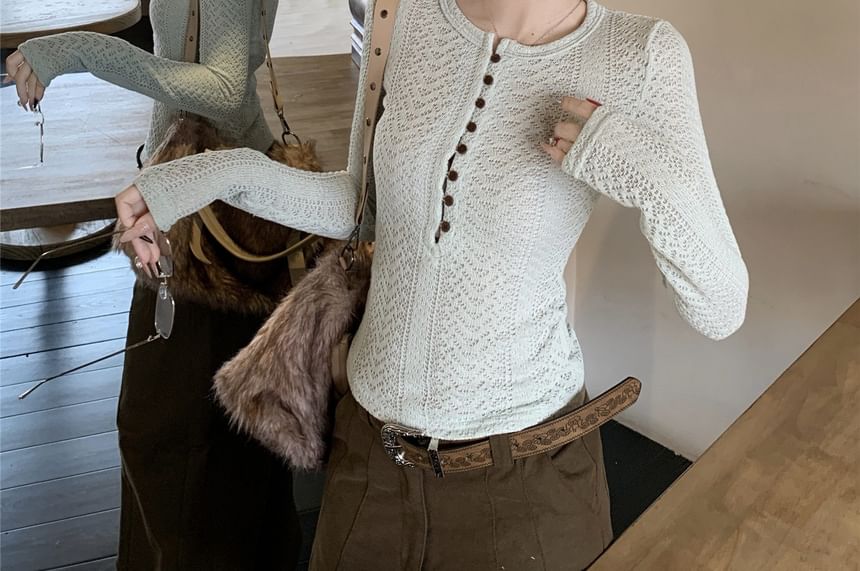 Crochet Henley Tee with Extended Sleeves