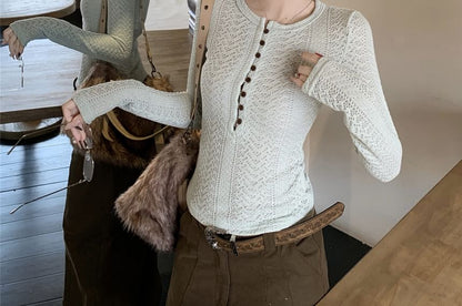 Crochet Henley Tee with Extended Sleeves
