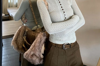 Crochet Henley Tee with Extended Sleeves