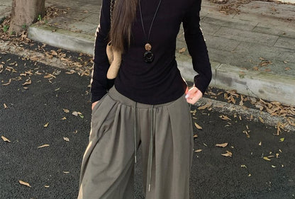 One-Shoulder Long-Sleeve Top with Stud Details