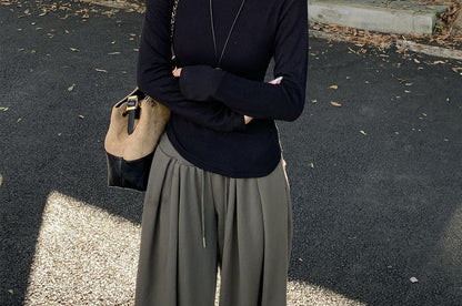 One-Shoulder Long-Sleeve Top with Stud Details