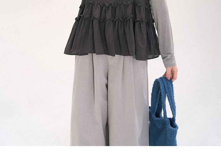 Round Neck Long-Sleeve Top & Flowy Camisole