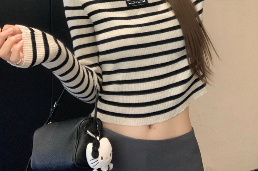 Striped Ribbed Tank & Round Neck Long-Sleeve Top