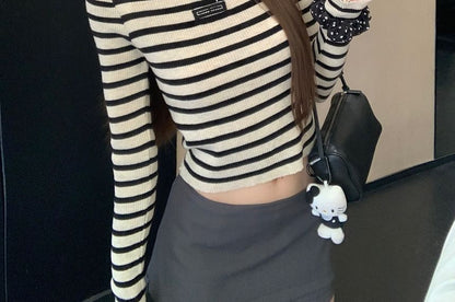 Striped Ribbed Tank & Round Neck Long-Sleeve Top
