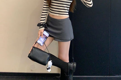 Striped Ribbed Tank & Round Neck Long-Sleeve Top