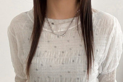 Crew Neck Mesh Top with Short Sleeves