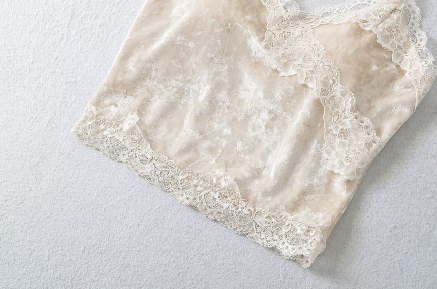 V-Neck Lace Crop Camisole Top