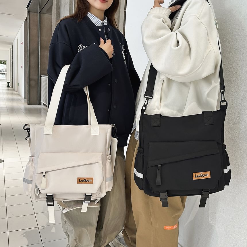 Buckle Panel Crossbody Tote Bag