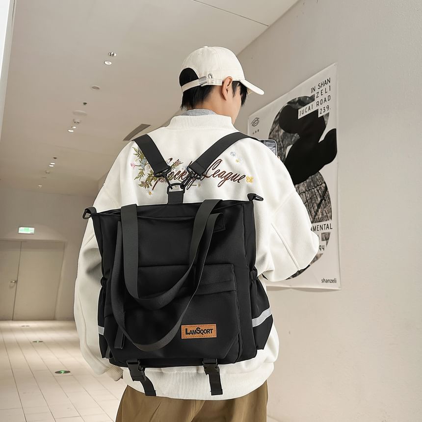 Buckle Panel Crossbody Tote Bag