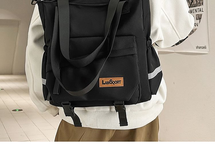 Buckle Panel Crossbody Tote Bag