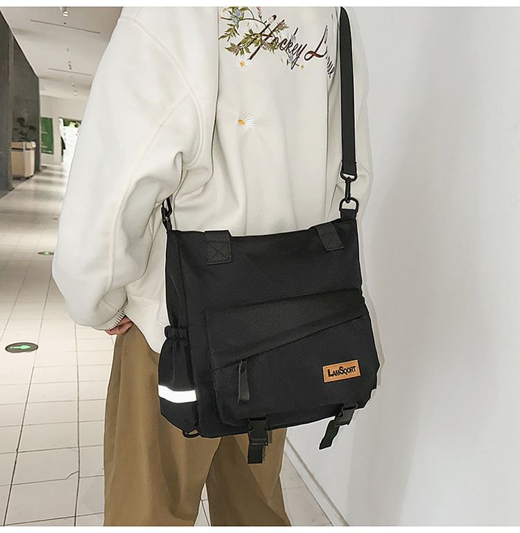 Buckle Panel Crossbody Tote Bag