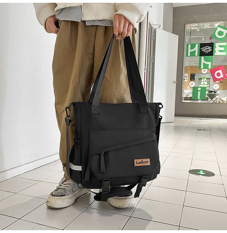 Buckle Panel Crossbody Tote Bag