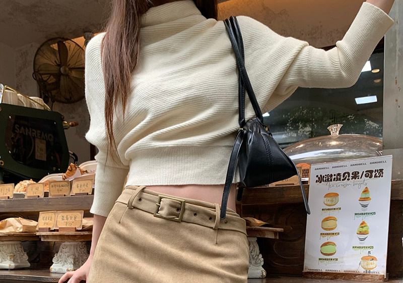 Mini Pencil Skirt Set with Belt Mid-Rise