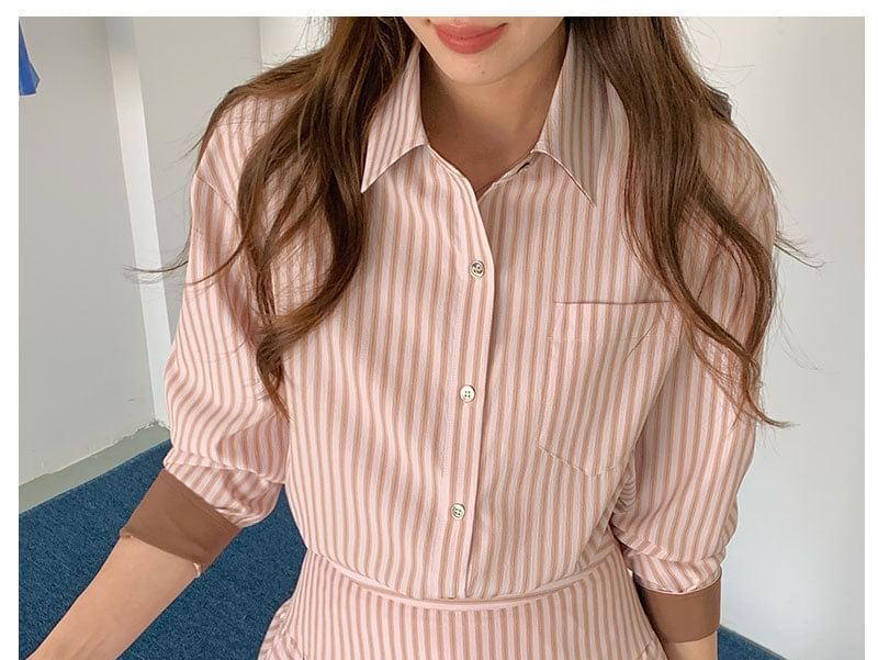 Pinstripe Mini Tiered Skirt Mid-Waist