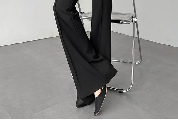 Flared Slacks with Buckled Overlay Skirt