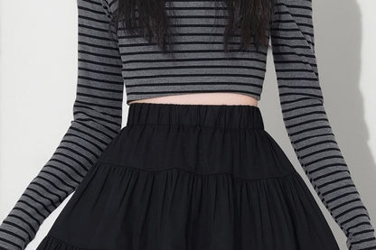 Tiered Frill Mini A-Line Skirt High-Waisted