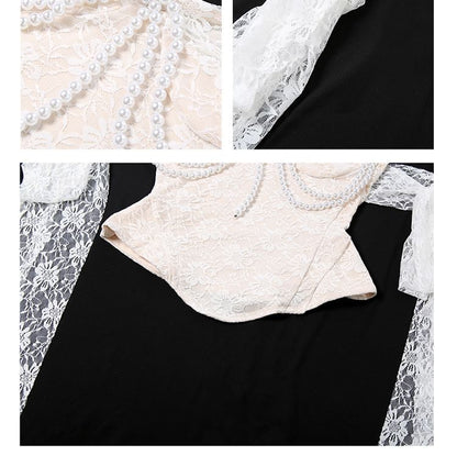 Lace Sleeveless Crop Top and Asymmetrical High Low Skirt