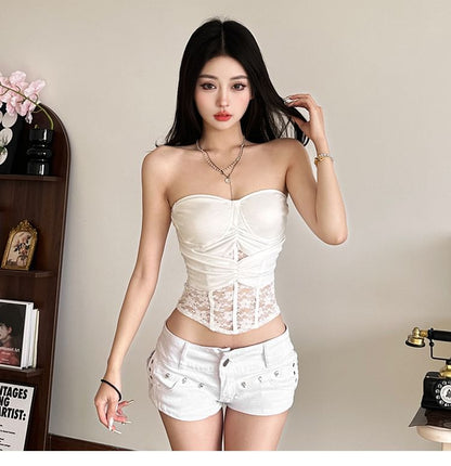 Strapless Lace Crop Top