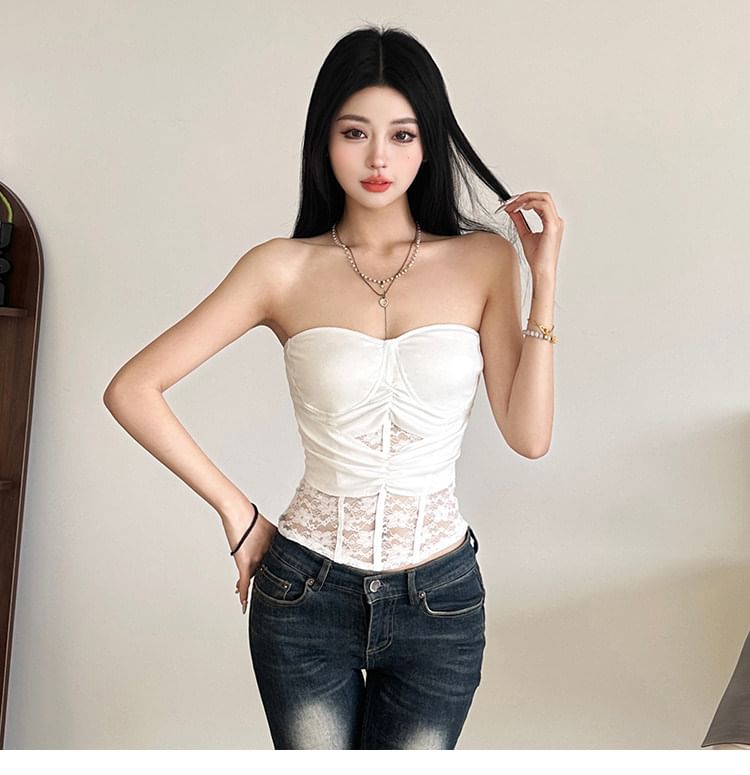 Strapless Lace Crop Top
