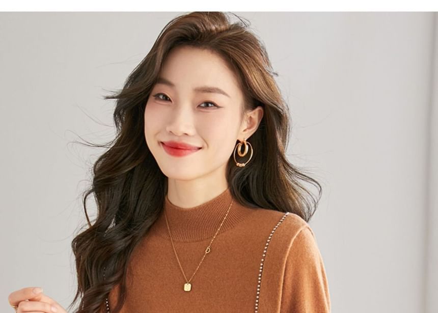 High Neck Long-Sleeve Minimalist Sweater