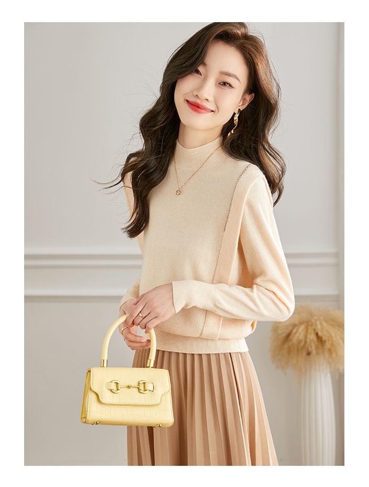 High Neck Long-Sleeve Minimalist Sweater