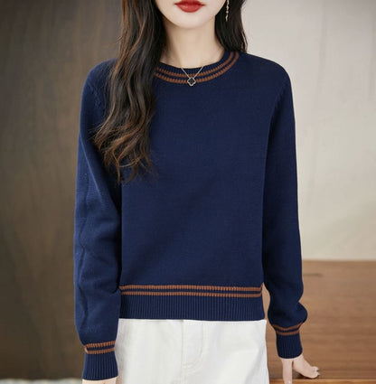 Striped Crew Neck Long-Sleeve Sweater