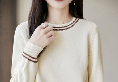 Striped Crew Neck Long-Sleeve Sweater